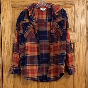 Natural Reflections Rust and Navy Plaid Shirt